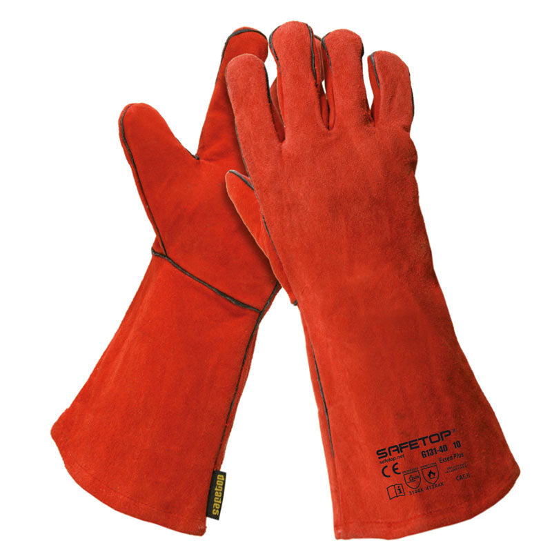 X12 GANTS DE SOUDAGE ROUGE 45 CM, ESSEN PLUS (4,32€/U)