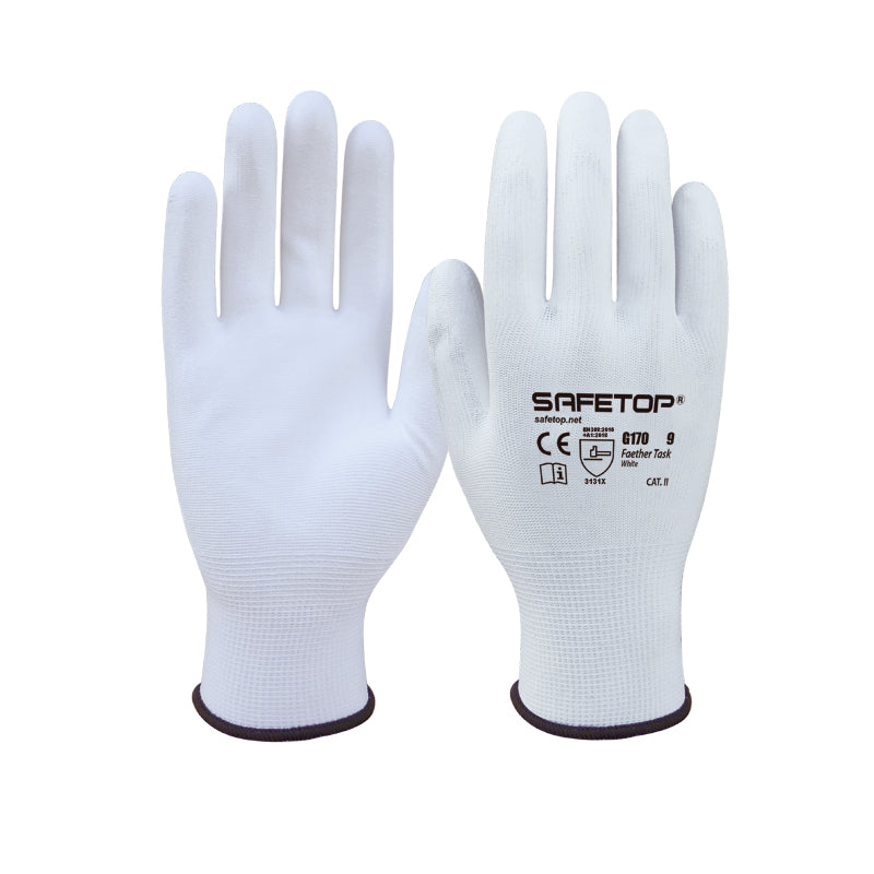 X120 GANTS POLYURÉTHANE BLANC, FEATHER TASK (0,70€/U)