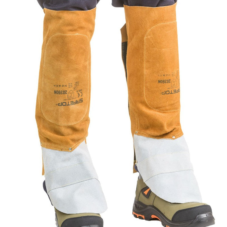 Image of GUÊTRES EN CUIR DE QUALITÉ AVEC RENFORT 40CM