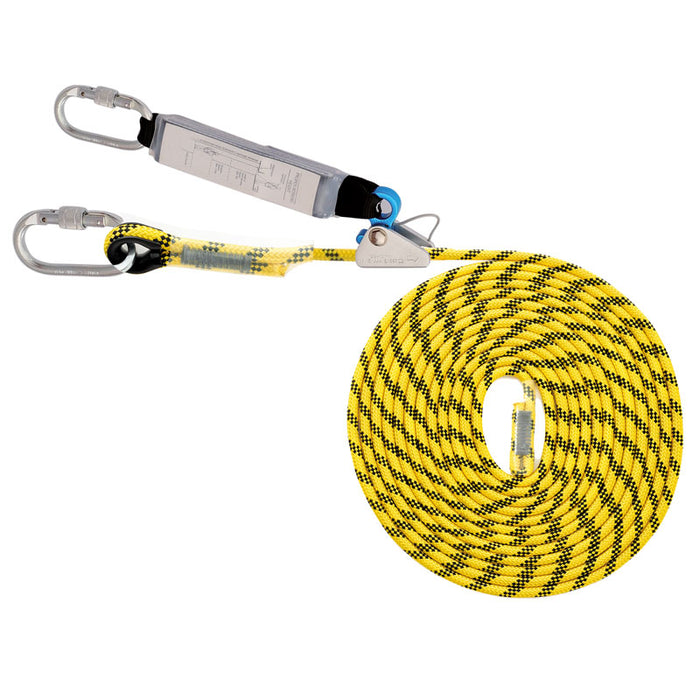 LIGNE DE VIE 30 M, ABSORBEUR+CORDE ALU+CONNECTEURS