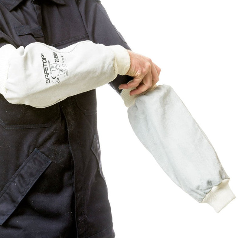 Image of MANCHES EN CUIR JUSQU'AU COUDE GRIS DE QUALITÉ STANDARD 20450