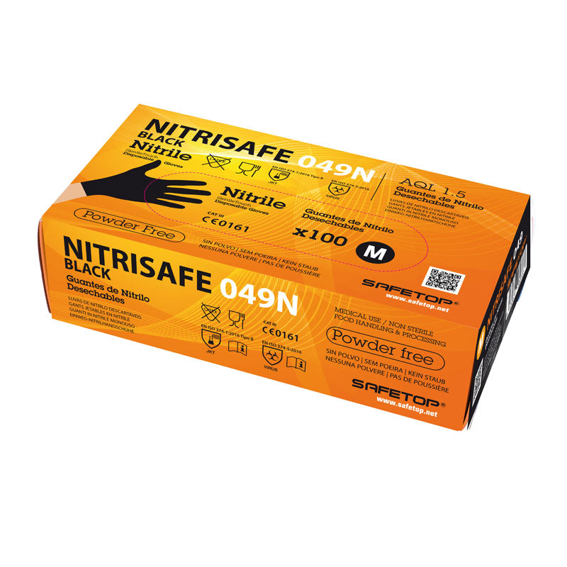 Image of BTE 100 GANTS JETABLES EN NITRILE CHIMIQUE, NITRISAFE NOIR